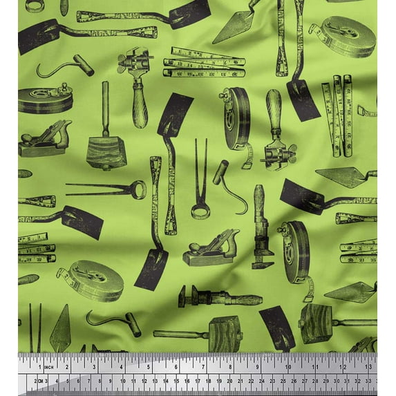 Soimoi Green Cotton Duck Fabric Gardening Tools & Hardware Printed Craft Fabric by the Yard 42 Inch Wide