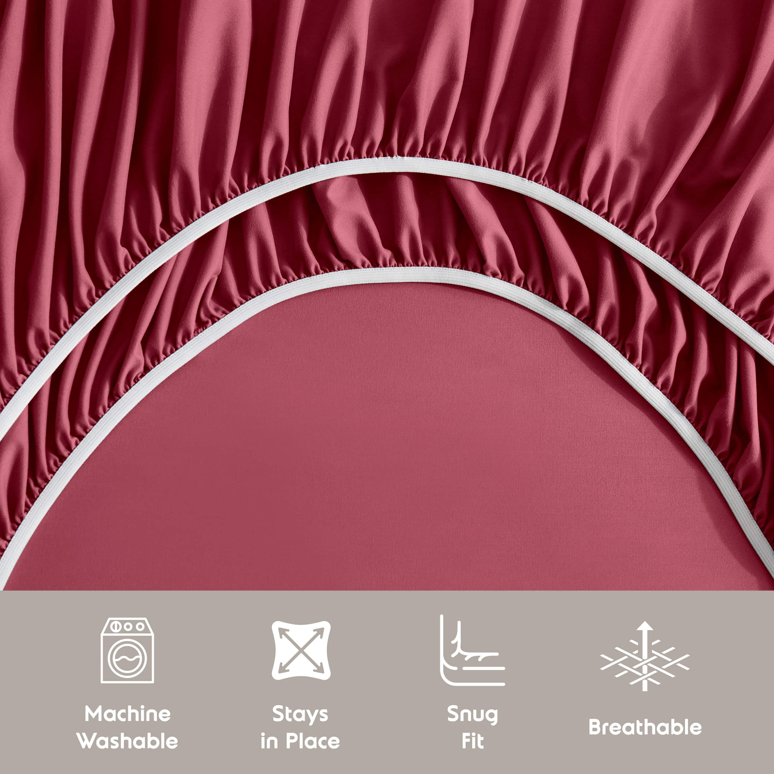 LammaLoe Extra Deep Pocket Split King Sheets set, Fits 18"-24" Mattress, 7 Piece Soft Microfiber Bed Sheet Sets, Burgundy