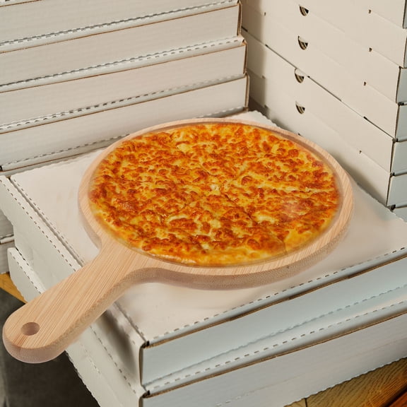 DEEPCRAFF Khaki Round Pizza Cutting Board with Handle for Multiple Uses
