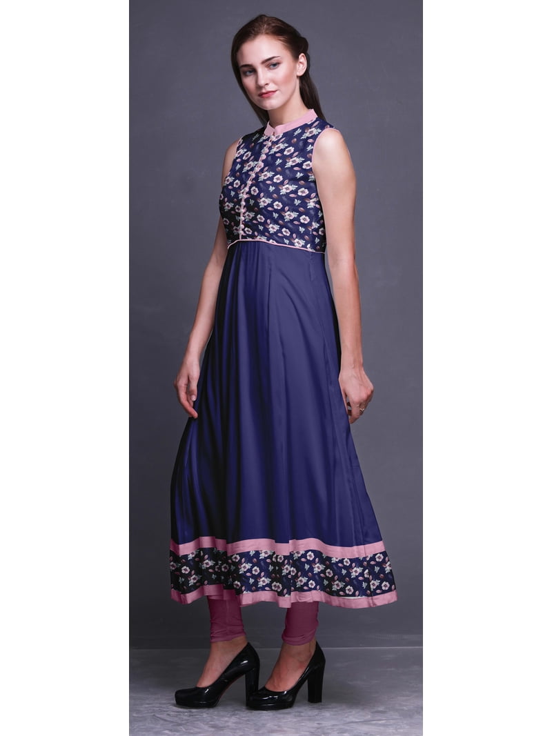open lace back dress Mustard Yellow & Blue Floral Crepe Empire Midi Dress L