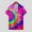 Pink, variant on USSUMA Tees Men Tie Dye Holiday T Shirts Lapel Collar Short Sleeve T Shirts for Man Breathable Preppy Style Shirts for Office Casual
