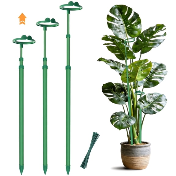 Telescoping Plant Stakes, Adjustable 17.9IN to 42.3IN, Monstera Plant Support Stakes for Indoor & Outdoor Use, Suitable for Monstera, Tomatoes, Vines, Orchids and Climbing Plants-3PCS