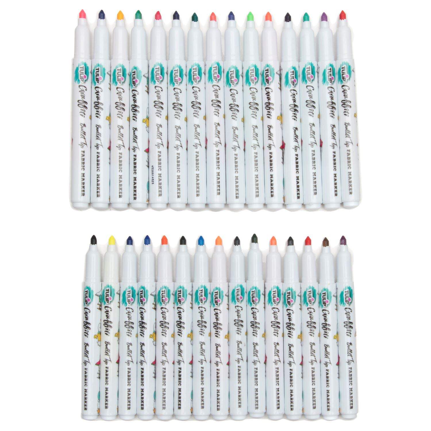 Tulip Graffiti Bullet-Tip Fabric Markers Rainbow 30 Pack