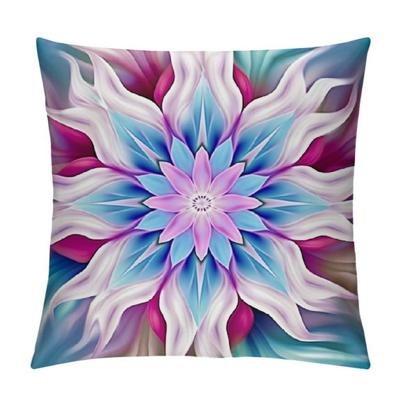 Creowell  Abstract Floral Flowers，Printed Throw Pillow Square Decorative Pillow for Sofa, Chair, Daybed，Blue and Purple