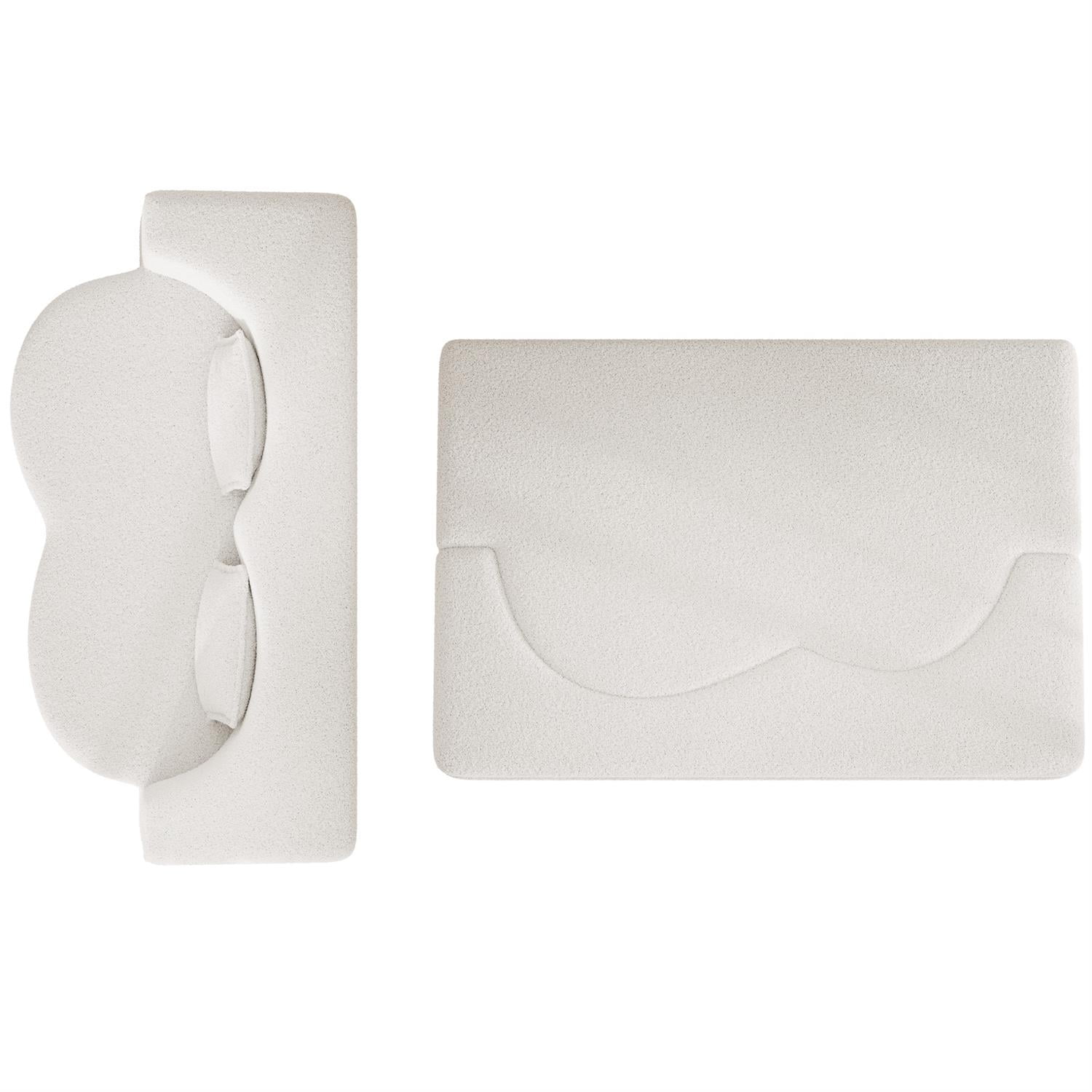 Demi Bonn Modern Convertible Floor Sofa Bed with 2 Pillows, Full Size 15" Folding Mattress, Teddy Fabric Foam-Filled for Living Room, No Assembly Needed, Beige