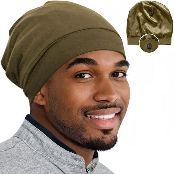 SHENMO Silk Satin Bonnet for Men Hair Cover Sleep Cap Head Wraps for  Sleeping Beanie Hat for Guys Adjustable Stay On Headwear Satin Lined Nurse  Caps Bonnets for Black Men Natural Curly
