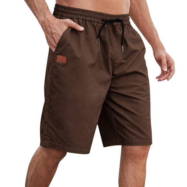 Pantalones cortos deportivos con cordón para hombre, talla grande, cintura elástica, poliéster, para gimnasio/verano