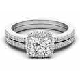 thumbnail image 2 of 1.05 Carat (ctw) 10K White Gold Cushion & Round Diamond Ladies Halo Style Bridal Engagement Ring Matching Band Set 1 CT, 2 of 4