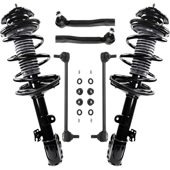 Detroit Axle - Front Struts w/Coil Springs Sway Bar Links Outer Tie Rod Ends Replacement for 2011-2014 Toyota Sienna AWD - 6pc Set