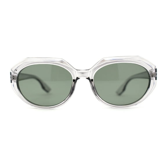 Mod Womens Beveled Geometric Round Oval Sunglasses Slate Green