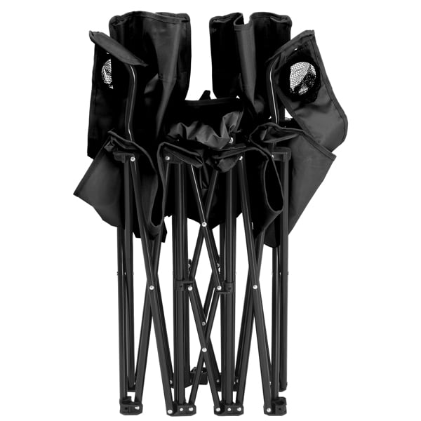 Alvantor 2-Seat Outdoor Folding Chair with Removable Umbrella for Beach, Camping and Fishing, Black