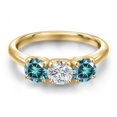 thumbnail image 3 of Gem Stone King 10K Yellow Gold Lab Grown Diamond and Blue Moissanite Engagement Ring for Women | 1.50 Cttw | Round 5MM | Gemstone April Birthstone | Size 9, 3 of 6