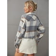 thumbnail image 6 of Hotian Women Plaid Crop Jacket Long Sleeve Womens Shacket With Pocket Gray M, 6 of 6