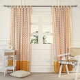 thumbnail image 2 of The Art Box Window Curtains Panel Set, Cotton Tab Top Panels, Zig Zag Printed Blackout Curtains, Living Room Privacy Curtain, Orange & Blue, 35"w x 108"l in, 2 of 8