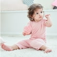 thumbnail image 6 of SonxaHe Newborn Boys Girls Pajamas Short Sleeve Tshirt Shorts Lightweight Basic Sleepwear Unisex Outfits Pink,Sized 6-12 M, 6 of 8