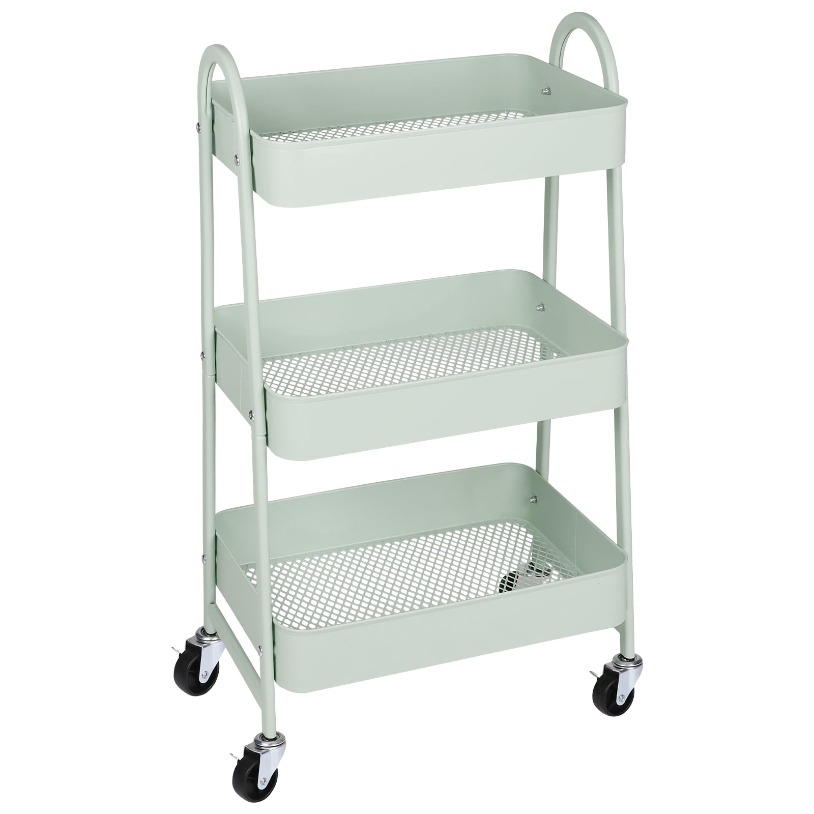 GIANNA 3 Tier Rolling Cart Organizer, Plastic Rolling Cart with Lockable Wheels & Reinforced Handle, Lightweight Utility Cart Storage Cart for Nursery, Kitchen, Bathroom, Craft Room