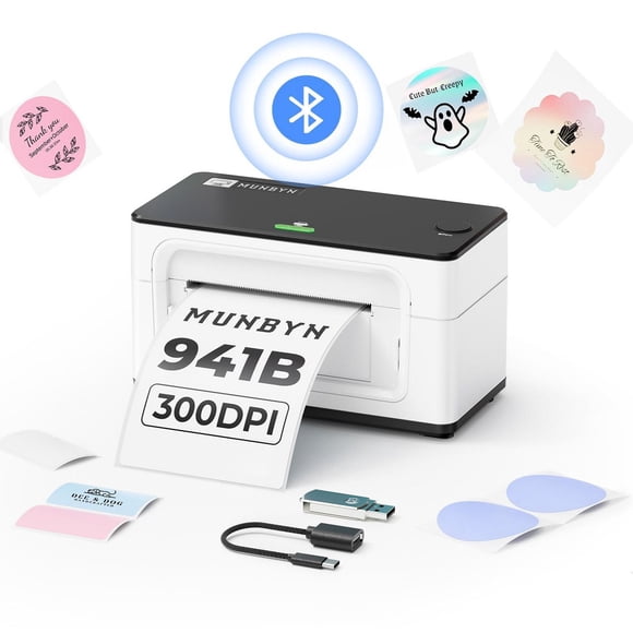 MUNBYN RealWriter 941 Bluetooth 300DPI Thermal Label Printer - White