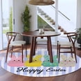 thumbnail image 4 of Easter Purple Striped Round Area Rug 5ft, Spring Colorful Bunny Polka Dot Washable Non-Slip Circle Rugs for Bedroom Living Room Kitchen, Soft Low Pile Carpet for Dining Room Playroom Nursery, 4 of 9