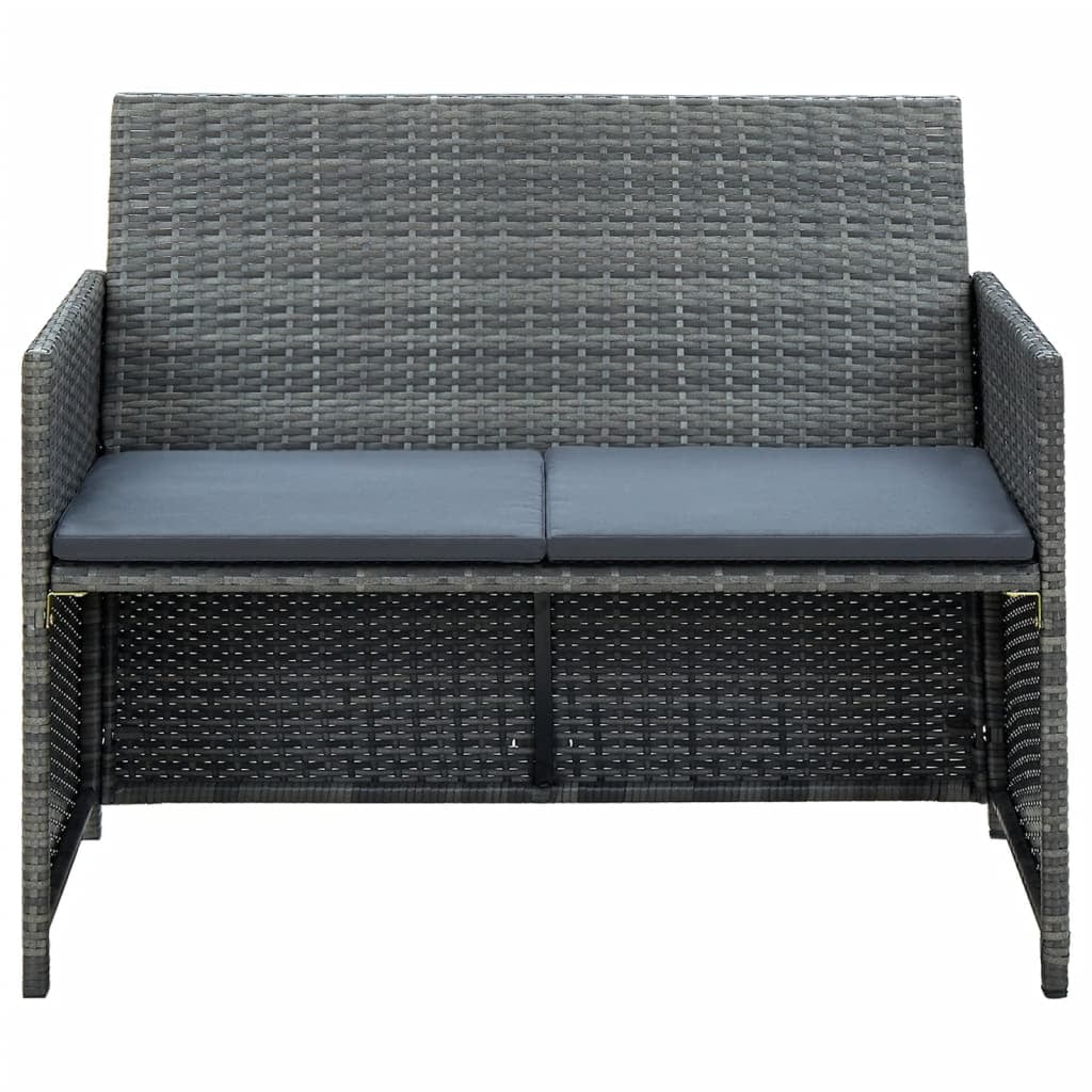 Mavis Laven 2 Seater Garden Sofa with Cushions Gray Poly Rattan Outdoor