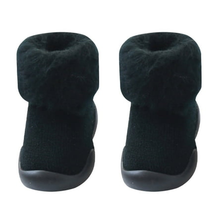 

Relanfenk Baby Shoes Kids Toddler Boys Girls Solid Warm Knit Soft Sole Rubber Socks Slipper Stocking Shoes