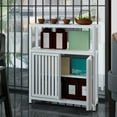 thumbnail image 5 of Tcbosik Floor Storage Cabinet, Bamboo Sideboard with Shelves and Door, Modern Cupboard for Kitchen, Bathroom, Living Room, White, 5 of 6