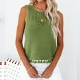 thumbnail image 3 of Tops de ganchillo de verano para mujer, camisa sin mangas con escote calado, blusa para mujer, dobladillo con flecos, chaleco tejido informal, Top verde S, 3 of 6