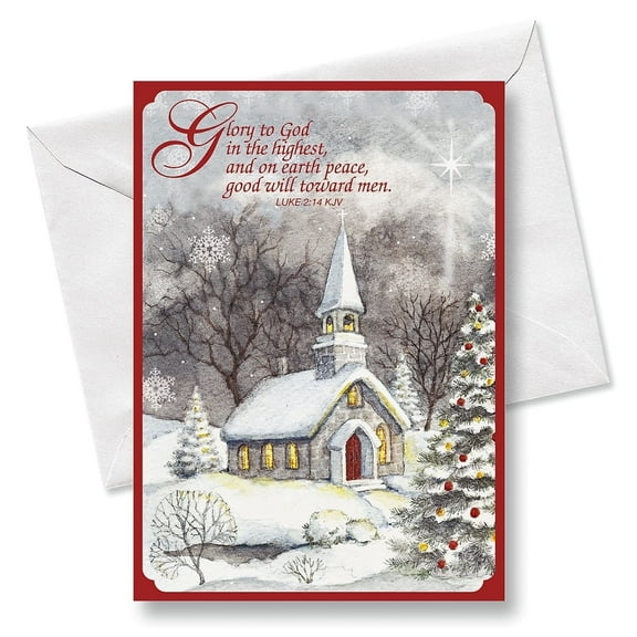 Current Snowy Church Christmas Greeting Cards - Set of 18, 5" x 7"