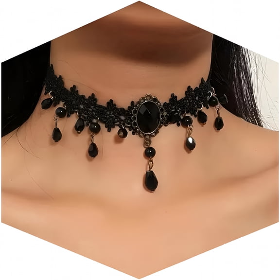 DESIGNICE Black Necklaces for Women,Adjustable Layered Velvet Leather Lace Collar Necklace,Goth Jewelry
