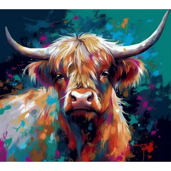 Paint by Numbers Kit for Adults -Highland Cow (6) - Beginner DIY Color by Number Set on Canvas Acrylic Oil Paintings Crafts, Gifts, Home Wall Decor (12 X 16 inches)-