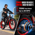thumbnail image 2 of EOEOTWO 26" All-Terrain Fat Tire Electric Mountain Bike for Adults, 750W Motor, 28 MPH, 48V 15Ah Battery, 60-Mile Range, UL 2849 Certified, 2 of 13