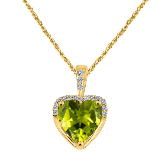 Mauli Jewels Engagement Necklace for Women 1.83 Carat Adorable Diamond And Heart Shape Gemstone Pendant 4 prongs 10K Yellow Gold With 18'' Box Chain|Silver Chain