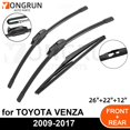 thumbnail image 2 of Car Wiper for TOYOTA VENZA 2009-2017 Front Rear Windshield Windscreen Wiper Blade Rubber Accessories 26" + 22" 12" 2009 2010 2011 2012 2013 2014 2015 2016 2017, 2 of 7