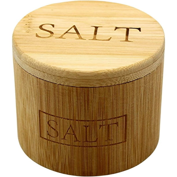 Dependable Industries Natural Bamboo Salt Cellar with Swivel Locking Lid Kitchen