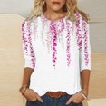 thumbnail image 2 of Womens Tops 3/4 Length Sleeve Blouses Dressy Casual Spring Summer Outfits Pleated Front T Shirts Curved Hem, 2 of 5