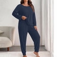 thumbnail image 3 of Nugftut Womens Plus Size Pajama Sets Long Sleeve Chest Pocket Top and Jogger Pants 2 Piece Loungewear, 3 of 6