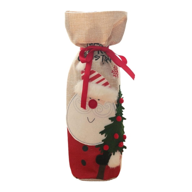 Cadeauzakjes Kerstfles Mouwversieringen Traktaties Yute Zak Trekkoord para Papá Noel