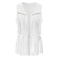 thumbnail image 4 of BYHONG Women Fringe Vest Suede Open Front Vintage Vest Sleeveless 70s Hippie Clothes Boho Western Jacket Womens Vest Top White XXL, 4 of 5