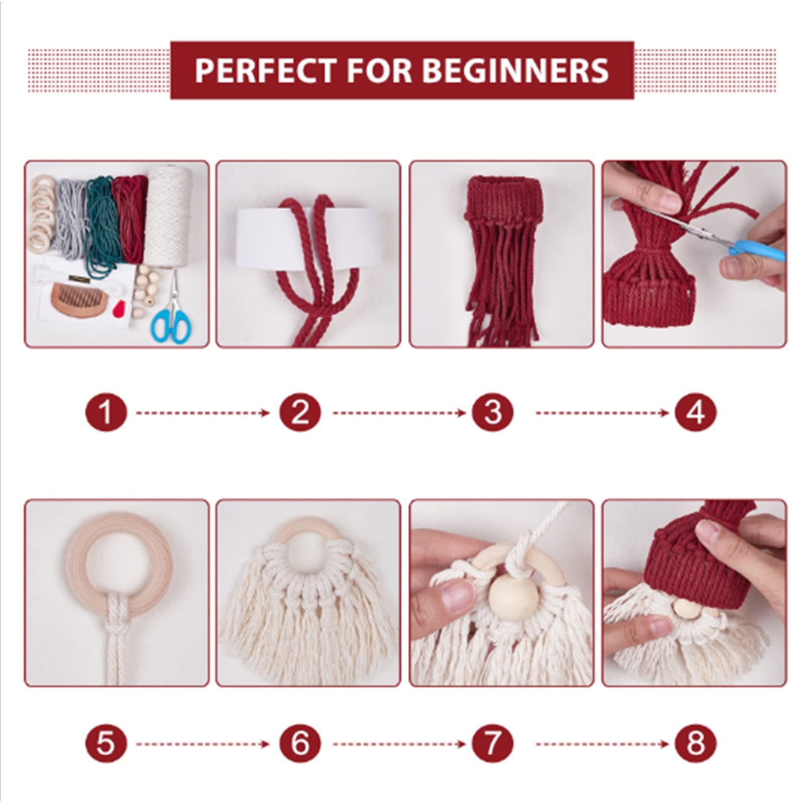 Christmas Gnome Knitting Kit with Instructions 1 Set DIY Knitting Santa Claus Making Santa Gnome Making Supplies