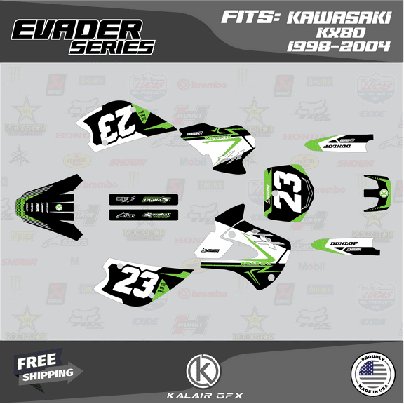 Kalair GFX Graphics Kit for Kawasaki KX80 (1998-2004) Evader Series