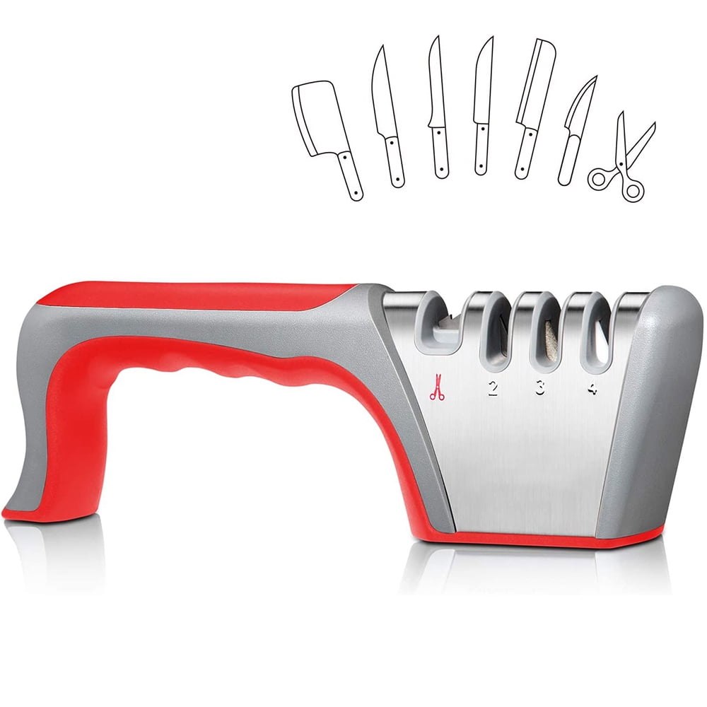 Knife Scissor Sharpener 4 in 1 Stainless Steel Ceramic Whetstone Hand –  TheTrendWillOut