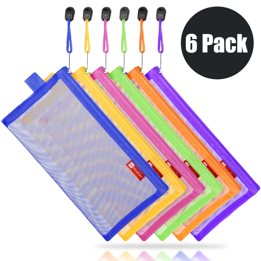 NiceGo Zipper Invoice Holder Bag Envelope for Document Storage Pouch Organizer for Bill Budgets, Cash, Checks, Pencils, 6 Piece in One Package
