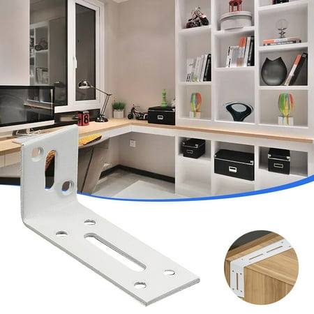

White Adjustable Corner Brace Slotted L-Shape Steel Joint Right Angle Brackets for Holding Mounting Fixing 3.2 x 1.2