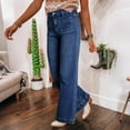 thumbnail image 5 of Clothes For Woman High Waist Wide Leg Jeans For Women Casual Loose Fit Denim Pants With Front Patch Pockets And Button Closure Pantalones De Mujer, 5 of 5