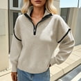 thumbnail image 2 of Cardigan Sweaters for Women Pullover Casual Dark Academia Trendy Fall Look Casual Long Sleeve Zip Front Pullover Sweater Soft Comfortable Lightweight Knitted Top For Everyday Wear, 2 of 4