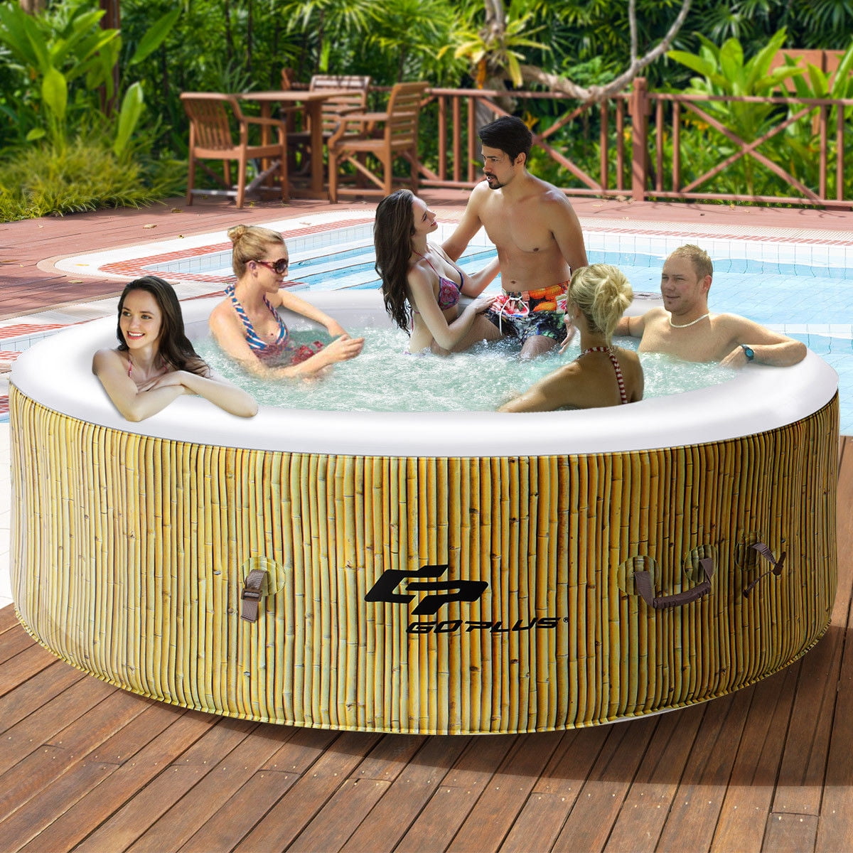 New 6 Person Inflatable Hot Tub Outdoor Portable Jacuzzi Jets Bubble 