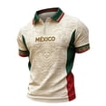thumbnail image 2 of Mens Mexico Soccer Jersey Game Day 3D Print Polo Shirts Short Sleeve Button Down Football Top 2026 Summer Golf Shirt Beige XL, 2 of 4