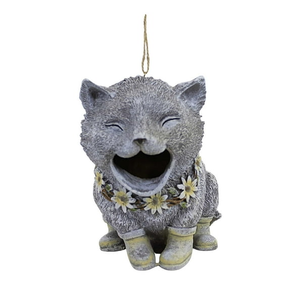 Home & Garden Cat With Rainboots  Birdhouse Yard Decor Nest Flowers 18376
