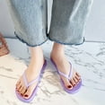 thumbnail image 2 of Anuirheih Slip on Sandals Women,Summer Outside Wear Couple Slippers Soft Sole Non-slip Solid Color Women's Sandals Flip Flops Beach Shoes(Purple), 2 of 8