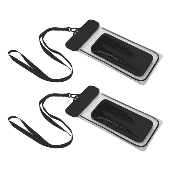 Unique Bargains 2 Pcs Luminous Mobile Waterproof Bag Black Universal Waterproof Case Compatible for Phone 4.92"x9.65"