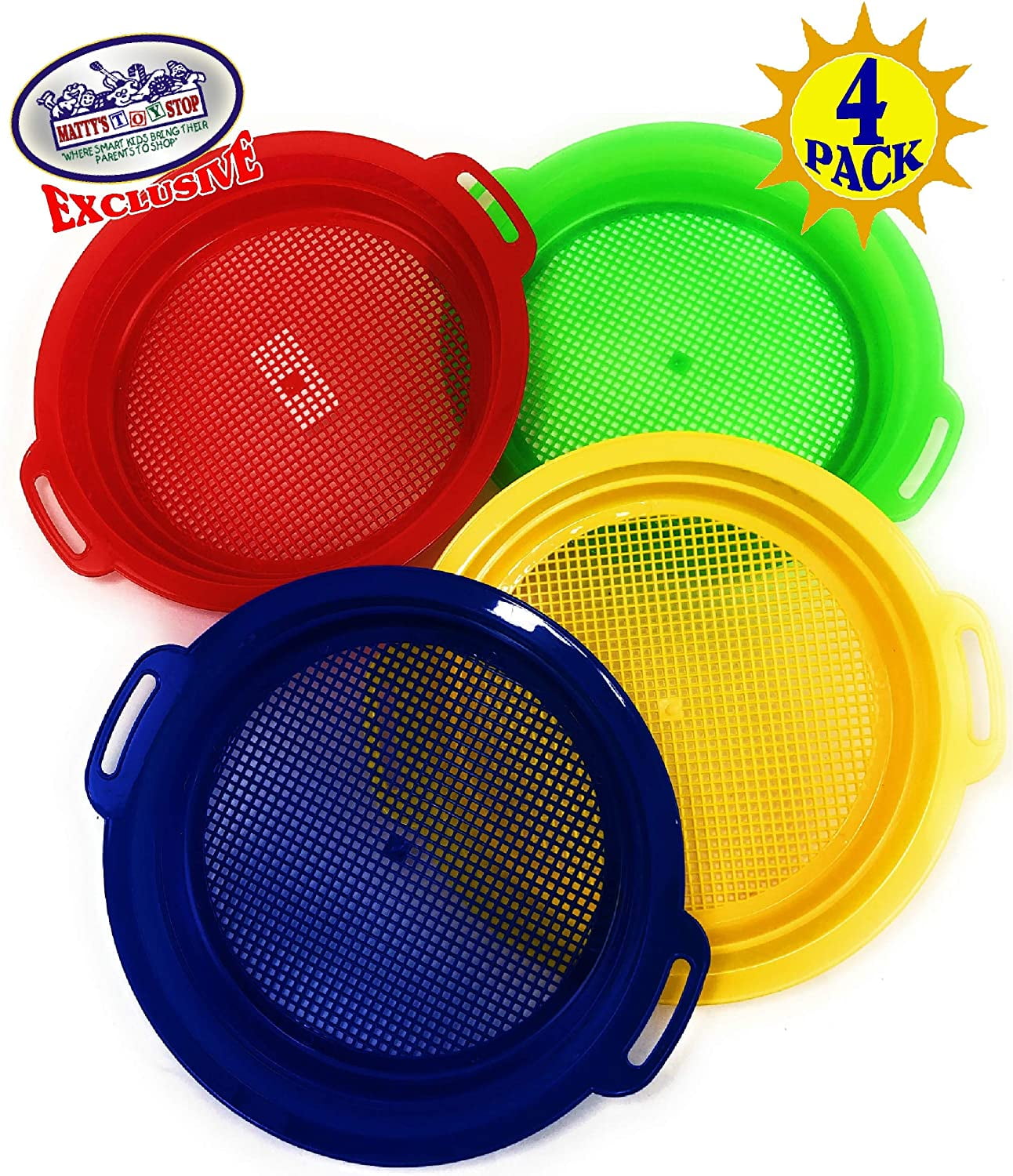 Toy Stop Sand Sifter Sieves for Sand & Beach (Red, Blue, Yellow & Green